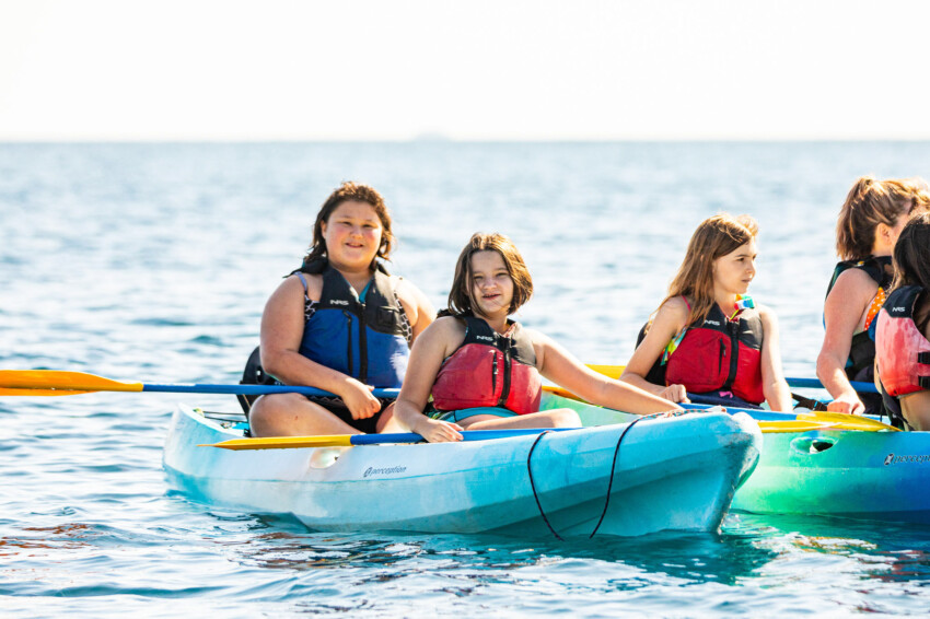 Girls in kayak.